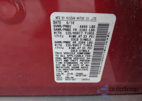 2016 Nissan Rogue S from USA, damaged, VIN JN8AT2MT2GW015445